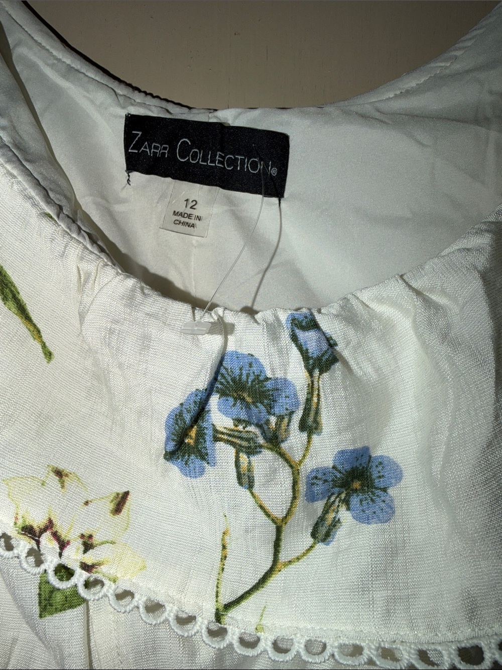 Zarr Collection Cream Floral Ruffled Scoop-Neck Midi Dress - Picture 4 of 4